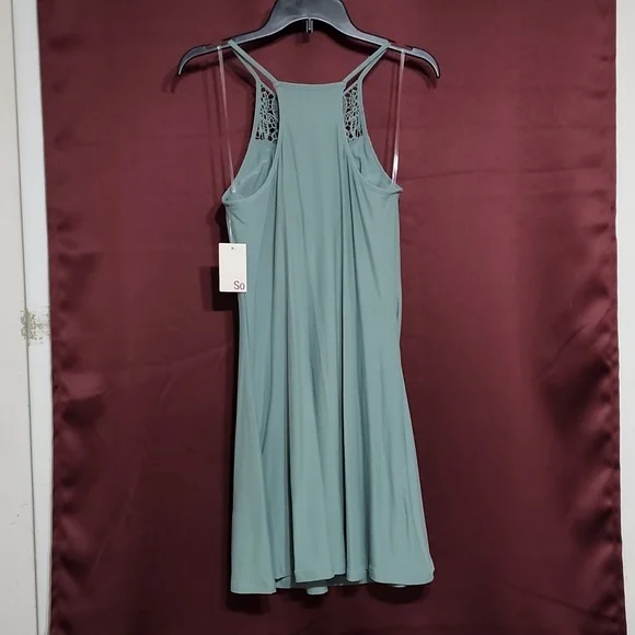 SO High Neck Crochet Dress, Medium, Green - Picture 3 of 4